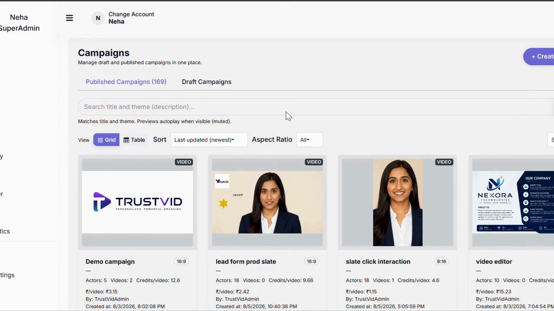 TrustVid dashboard mapping customer data fields